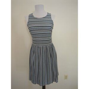 LOFT Light Blue & Black Geometric Sleeveless Dress Size XS